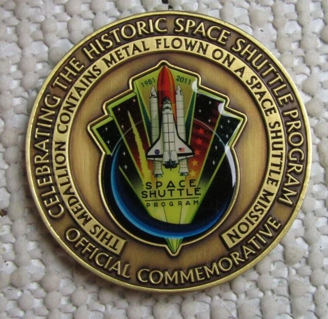 Space Shuttle Commemorative Nasa Coin-Medallion Containing Flown Shuttle Metal