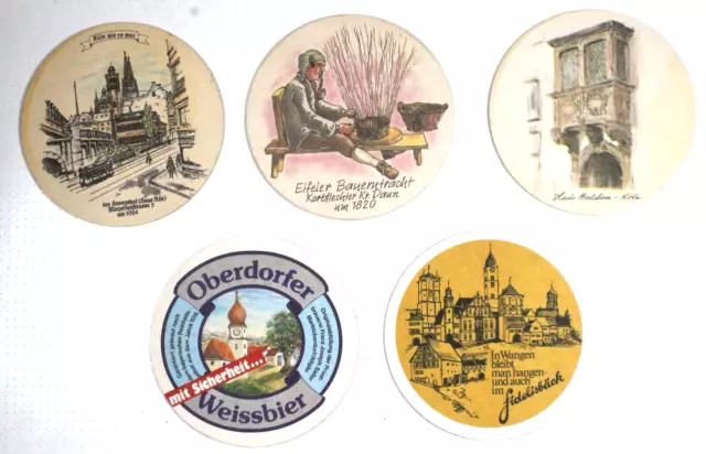 5 sous bocks  d'Allemagne  bierdeckel/beermat/bierviltje/coaster