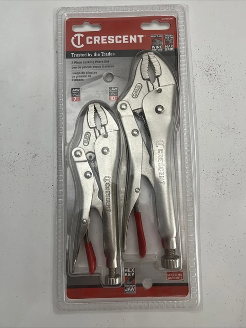Crescent CLP2SETN Curved Jaw Locking Pliers with Wire Cutter Set, 2 Piece