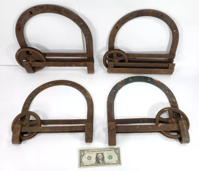 4 Antique Sliding Barn Door Rollers Old Iron Hardware