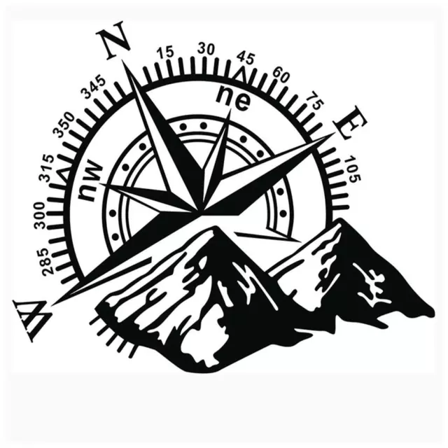 Camper RV Truck Car Decal Vinyl Sticker Travel Compass mountains, Gift Adventure 2