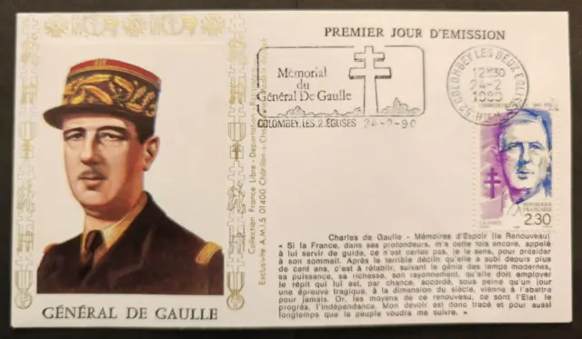 RARE à SAISIR 12/200 Enveloppe 1er jour Général DE GAULLE Double date