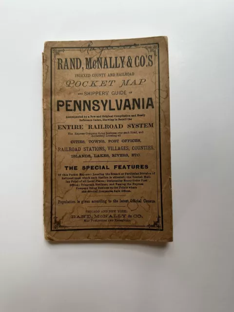 Rand, McNally & Co.’s 1890 Pocket Map & Shippers Guide Pennsylvania