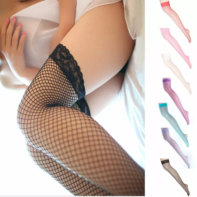 Femmes Sexy Lingerie Résille Maille Dentelle Haut Bas Collants Serré Chaussett 》