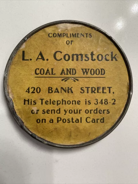 Antique Ca1900 Advertising Pocket Mirror LA Comstock Coal & Wood