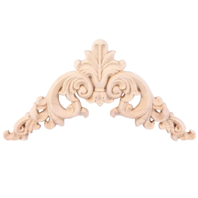 Unpainted Wood Oak Corner Onlay Applique Furniture Home Decor 12.5x12.5cm N6M5