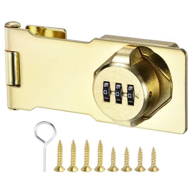 Household Cabinet Password Lock Hasp Lock Latch with 3-Digit Password Gold
