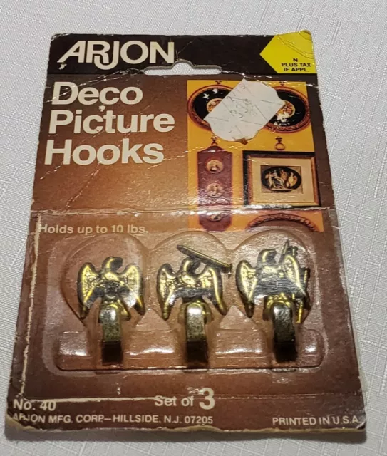 Vintage Arjon Decorative 3pk Eagle Hooks For Hanging Pictures 60’s 70’s USA