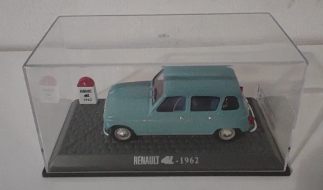 RENAULT 4 L TURQUOISE de 1962 en boîte vitrine UNIVERSAL HOBBIES 1/43 comme neuf