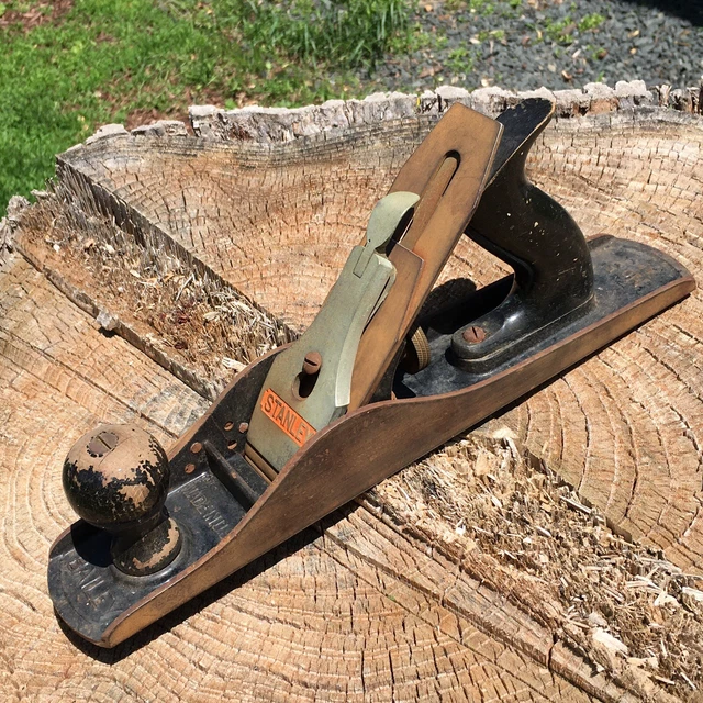 Vintage Stanley Bailey No. 5 Wood Plane 14 inches *Broken Frame w/Unique Repair*
