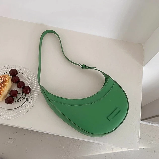 Unique Women Handbag Purse Solid Color Summer Shoulder Bag Half Moon Shape Tote