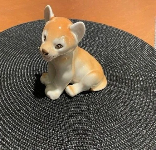 Lomonosov Russian Porcelain Lion Cub -Sitting-Vintage USSR