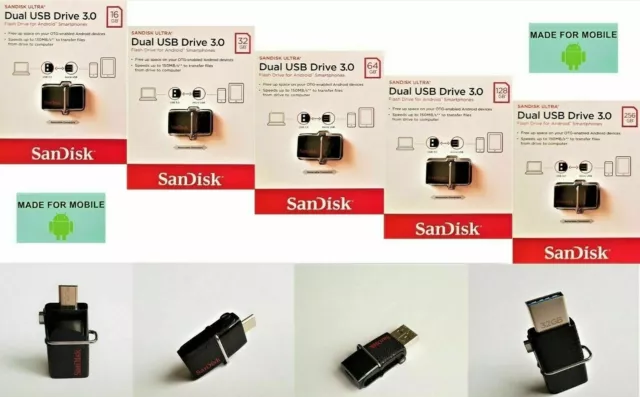 Sandisk Ultra Dual USB Drive 3.0 16GB 32GB 64GB 128GB 256GB microUSB OTG Stick