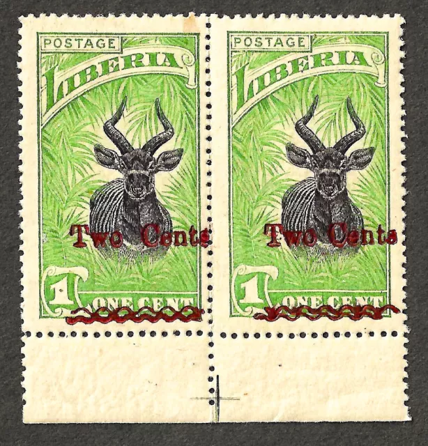 Liberia. #288A. Mint/NH/OG. 1929. Surcharge. Overprint. Bongo Antelope.