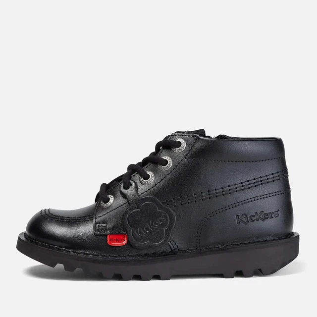 Kickers Junior Unisex Kick Hi Cerniera in pelle - Nero