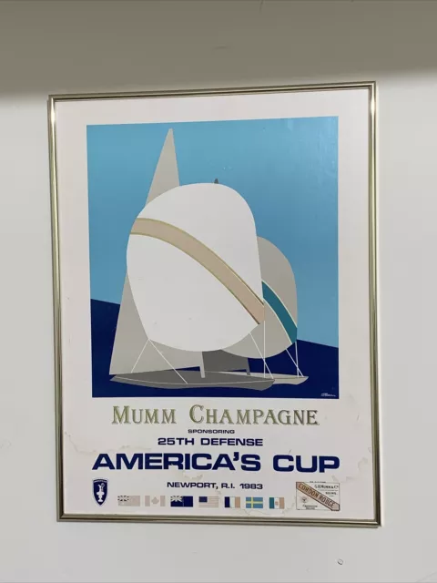 VINTAGE 1983 AMERICA'S CUP POSTER KEITH REYNOLDS The Duel 23 x