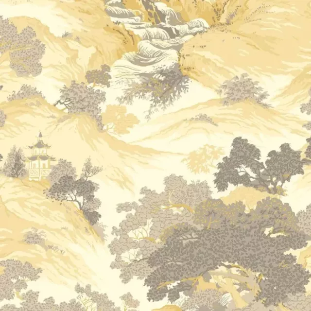 Crown Archives Oriental Landscape Yellow Wallpaper M1192