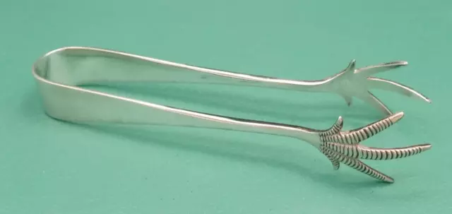 Antique sterling silver bird foot feet claw shaped sugar tongs vintage 925