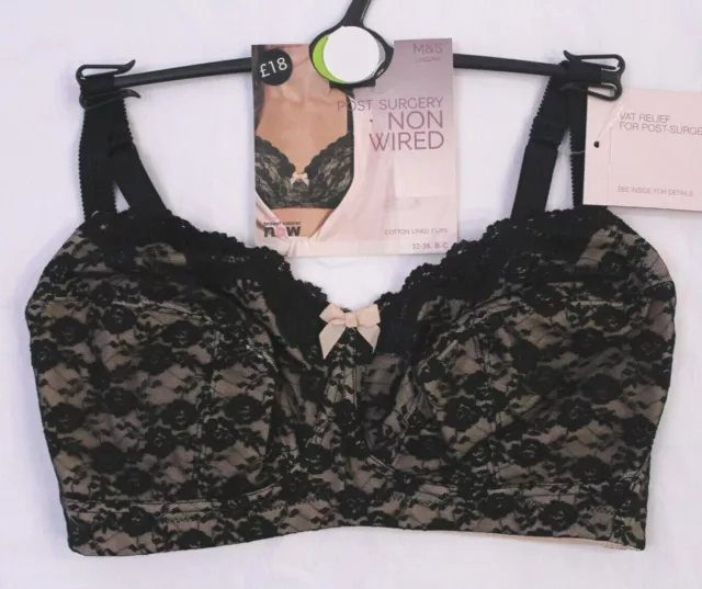 M&S LINGERIE POST Surgery Non Wired Full Cup Bra Bnwt Black Mix