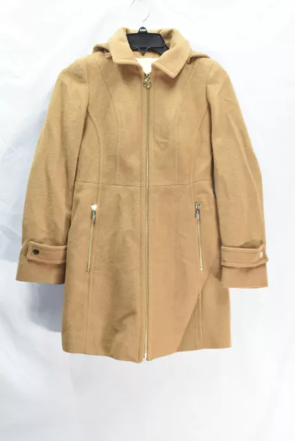 Michael Kors Women Size PXXS Khaki Wool Blend Long Sleeve Full Zipper Rain Coat