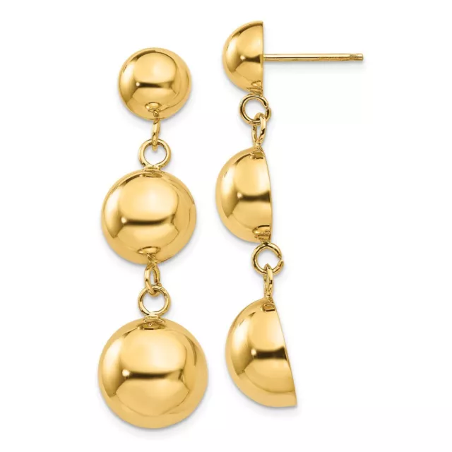 14K YELLOW GOLD Half Ball Drop and Dangle Earrings Gift for Women 4.8g ...