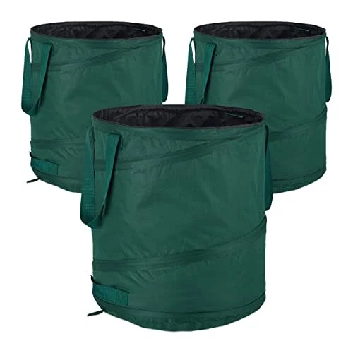 Relaxdays Sacs à déchets de Jardin autoportants Lot de 3 60 L poignées Poubel...