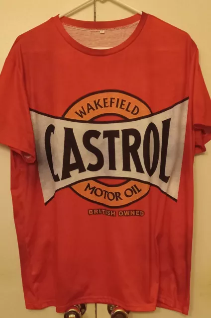 Castrol Motor Oil Wakefield Graphic British Owned Oil Distressed shirt Adult XL