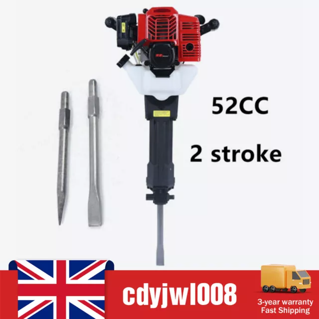 52CC 2 Stroke Gas Powered Demolition Jack Hammer Concrete Breaker Jack Drill New