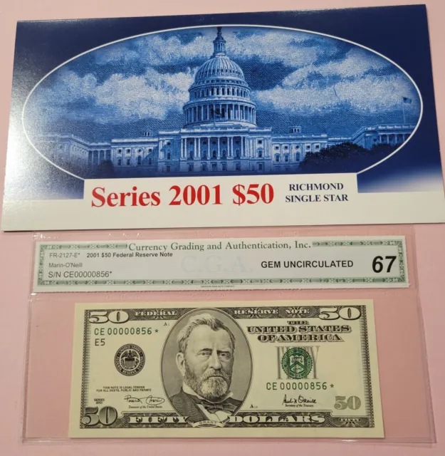 FR-2127-E*  2001 $50 Federal Reserve Star Note Richmond VA Gem Uncirculated