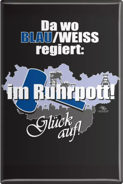 Kuehlschrankmagnet Magnet Button magnetisch Schildchen Ruhrpott blau weiss 38247