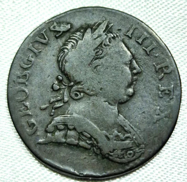 1772 George III HALF PENNY, Laureate & Cuir Bust Copper Coin - Nice