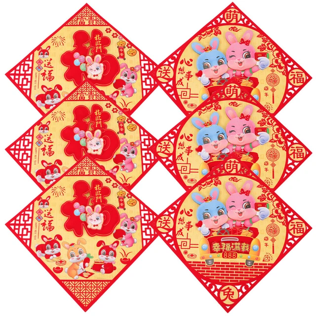 6 Pcs New Year Decoration Chinese Couplets Detachable Decorate