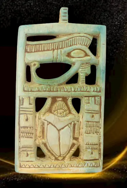 Raro antiguo antiguo Horus ojo y escarabajo protección amuleto mitología...