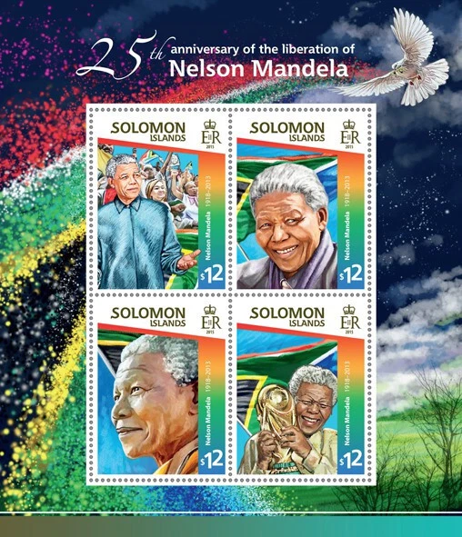NELSON MANDELA STAMPS Solomon Islands 2015 MNH Liberation Famous People