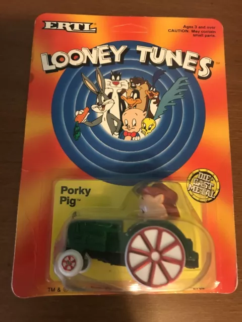 PORKY PIG w/ TRACTOR ERTL # 2702 WB LOONEY TUNES 1988 DIE CAST METAL MOC