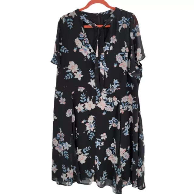 Torrid Womens Size 20 Black Floral Dress Skater Work Cute Cocktail Party Wedding