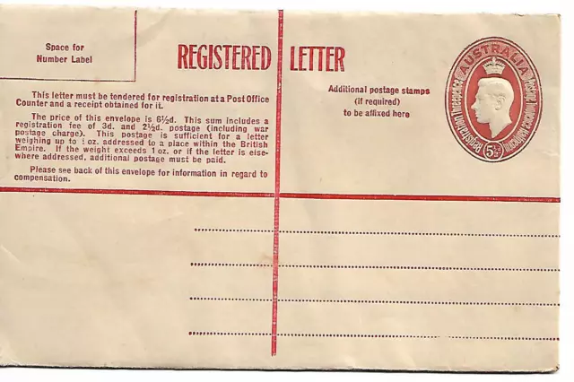 KGV1 Registered Envelope  5 ½ d Complete Unused  Sold as per Scans