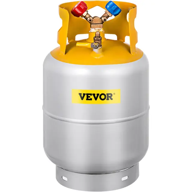 VEVOR Refrigerant Recovery Tank, 30 LBS Capacity, Y-Valve Liquid/Vapor, Double Y