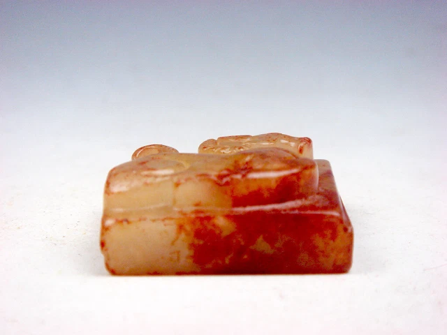 Old Nephrite Jade Stone Carved Ancient Paperweight Seal Goat Top #08242308