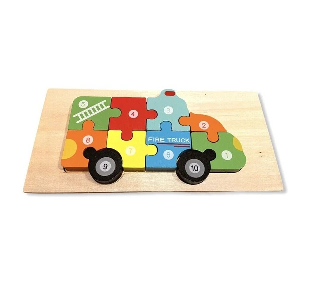 FIRE TRUCK-Wooden Puzzle for Kids, Montessori Gift, Education Jigsaw - Christmas