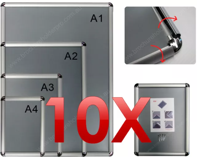 10XA1 Premium Aluminium Snap Poster Holders / Picture Frames / Sign Holders
