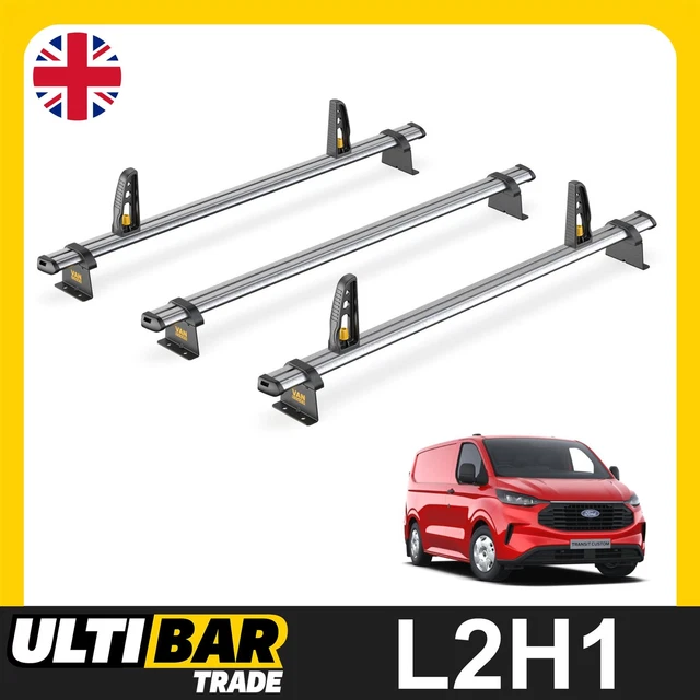 FORD TRANSIT CUSTOM Roof Rack for 2024+ Long (L2) 3 Bars + Loadstops