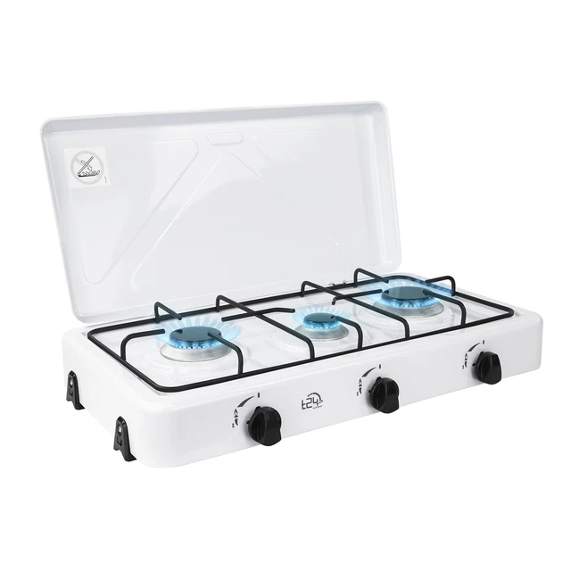 Outdoor Transportabler Camping Gaskocher 3- flammig Weiß T24