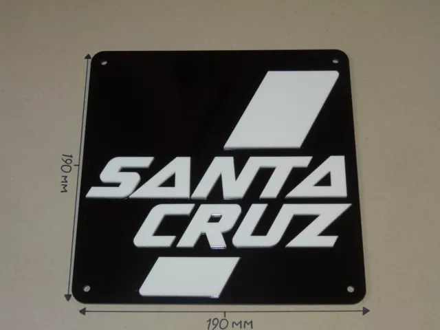 SANTA CRUZ Bikes, SANTA CRUZ MTB, Acrylic Sign, Black & White, 190 X 190mm.