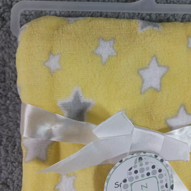 Zak & Zoey Yellow, White & Gray Star Baby Blanket Unisex 30"X30" 2