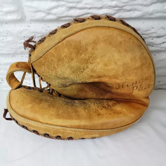 Vtg 1940 Denkert M228 Pro Maker Catcher's Mitt Baseball Glove Del Crandall 2