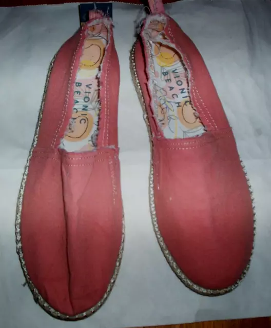 NWOB Vionic Beach Laguna Coral Canvas Espadrilles Slip On Shoes  Size 8.5