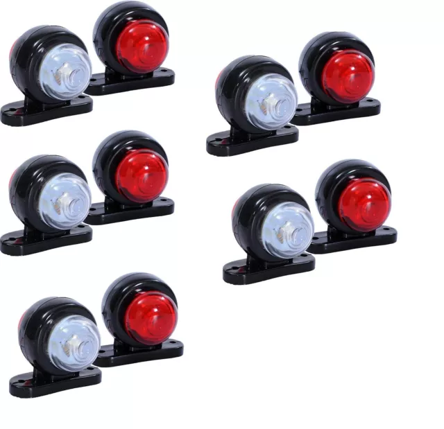 10x Red White Corner Side Marker LED Lights Outline Lamp Truck Trailer Van 12V