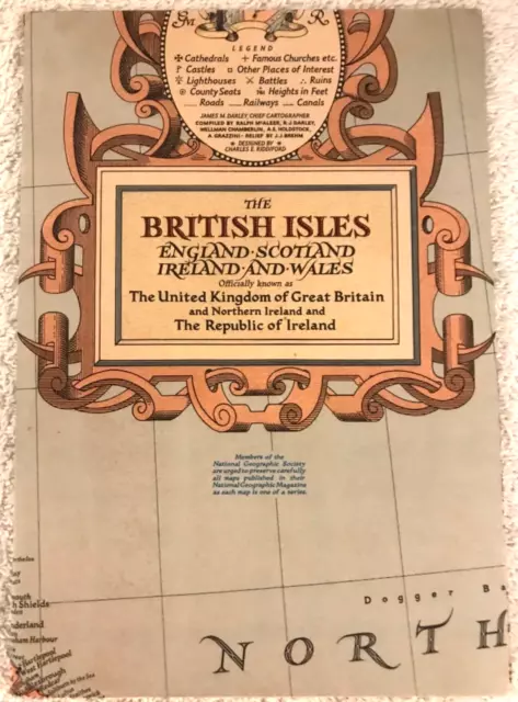 VINTAGE NATIONAL GEOGRAPHIC April 1949 Map The British Isles England Scotland Ir $9.95 - PicClick