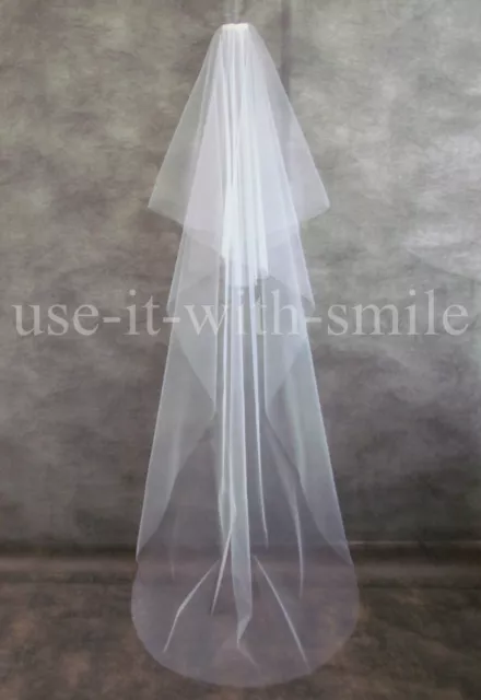 New Wedding Veil 2 T Light Ivory Floor Length Veil Cut Edge Uk